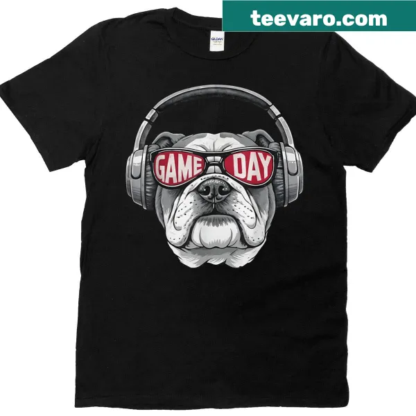 Retro bulldog graphic T-shirt with bold text for game day