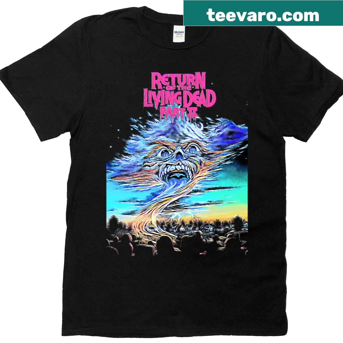 Vintage distressed T-shirt inspired by 'Return Of The Living Dead 2' — on a men's t-shirt