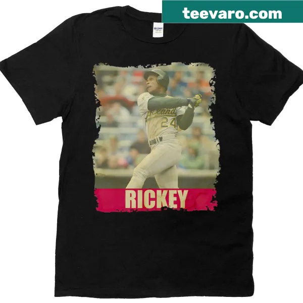 Retro art design honoring Rickey Henderson on baseball t-shirt
