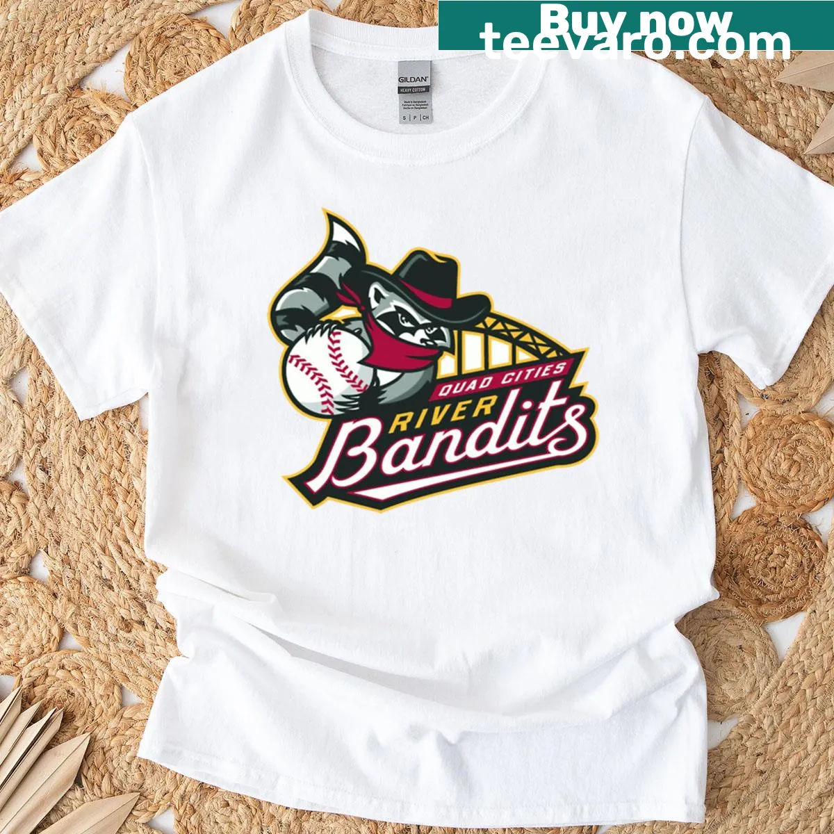 Playful River Bandits graphic t-shirt for outdoor enthusiasts — on a men's t-shirt