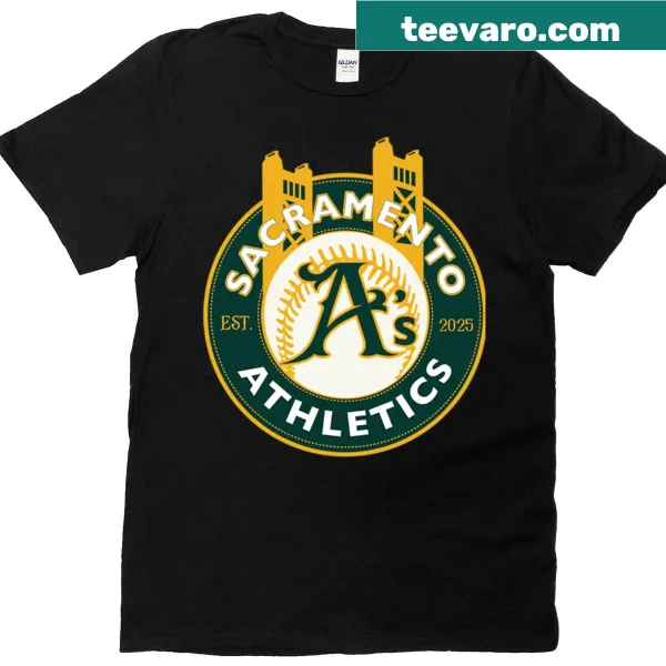 Minimalist typography t-shirt featuring Sacramento Athletics text
