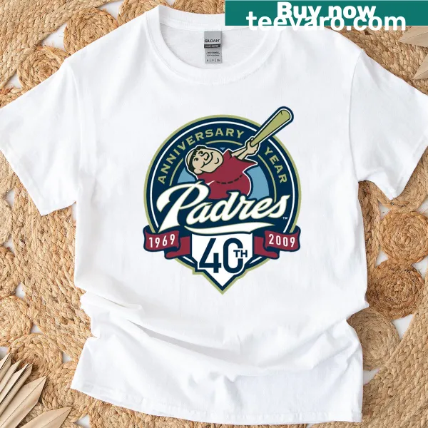 San Diego Padres anniversary-themed T-shirt featuring the team logo