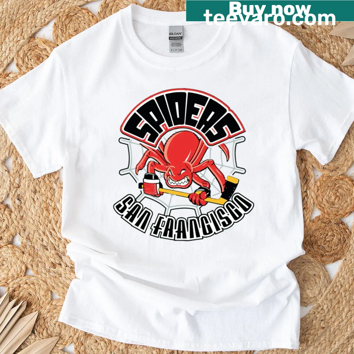 San Francisco Spiders primary logo graphic T-shirt — on a men's t-shirt