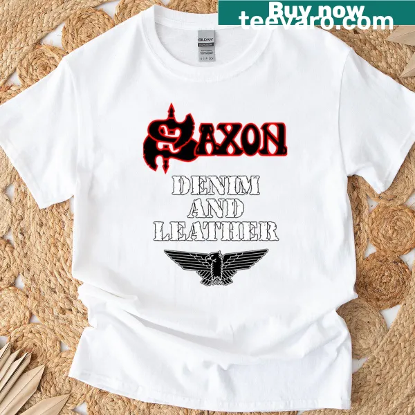 Vintage denim and leather graphic on a heavy metal themed t-shirt