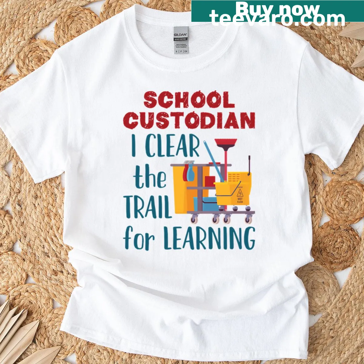 T-shirt honoring school custodians with a motivational graphic — on a men's t-shirt