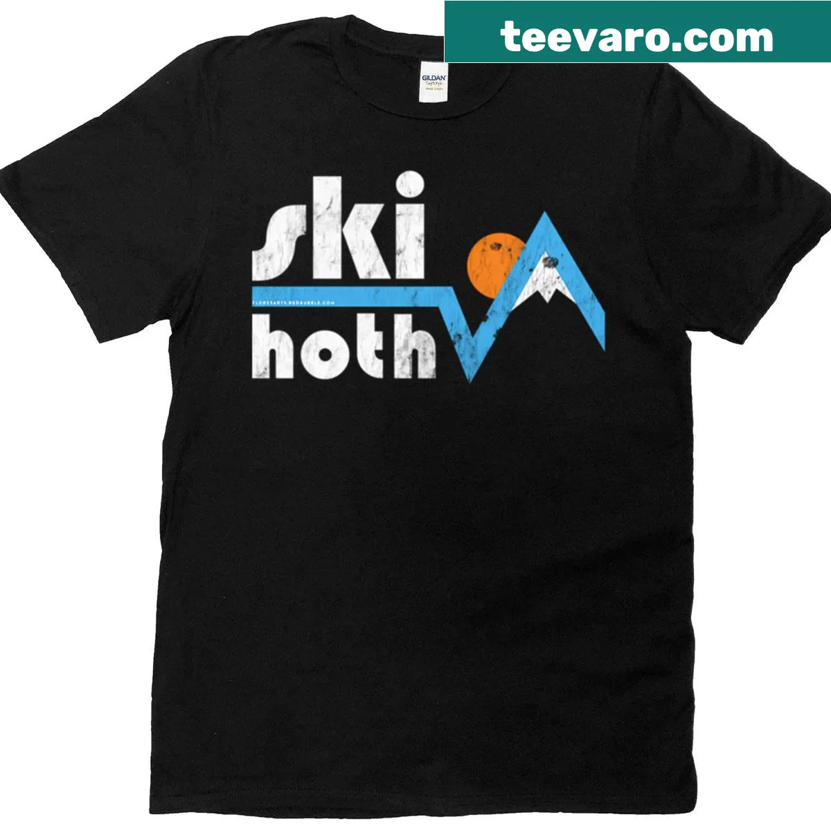 T-shirt featuring a playful skiing graphic inspired by Ski Hoth — on a men's t-shirt