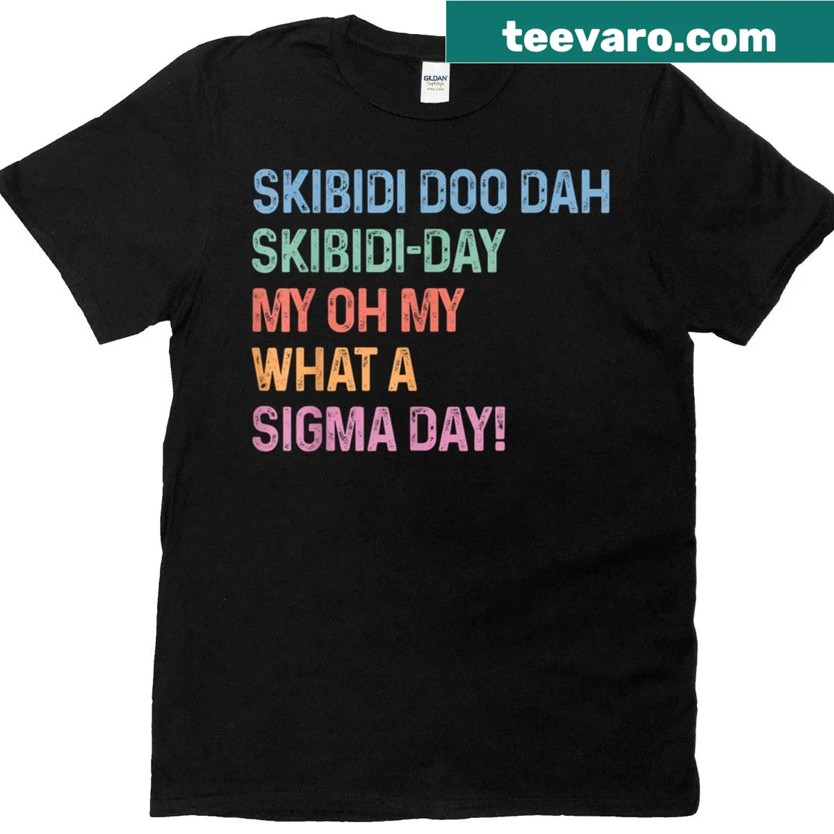 Funny t-shirt featuring Skibidi Sigma Day meme design — on a men's t-shirt