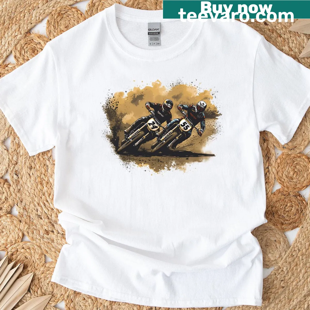 Motorsport racing duo adrenaline artwork t-shirt — on a men's t-shirt