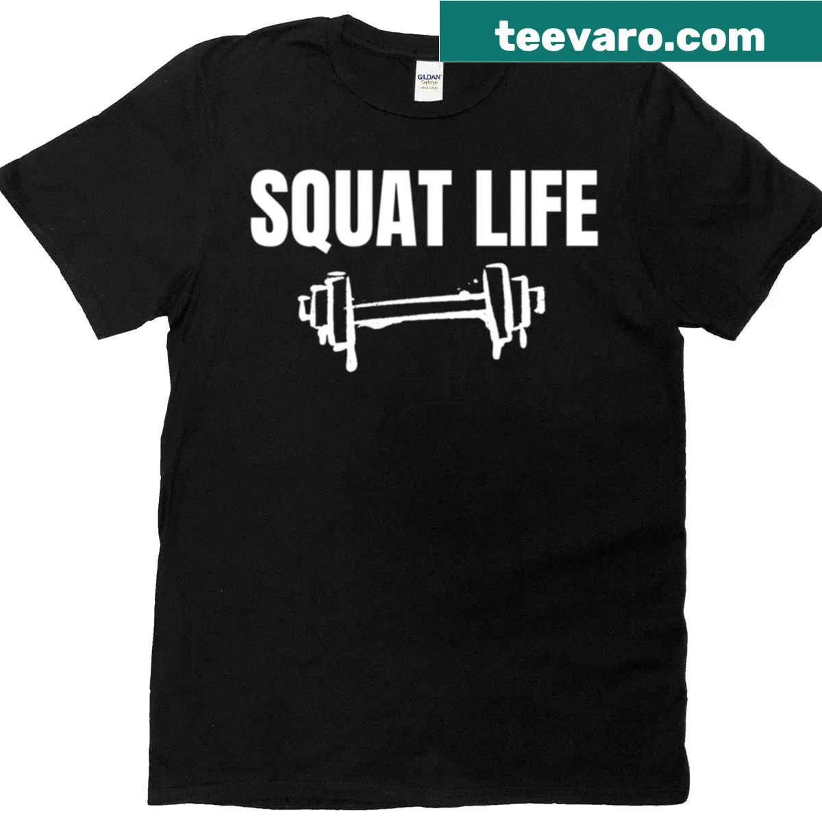 Humorous gym t-shirt featuring 'Squat Life' text — on a men's t-shirt