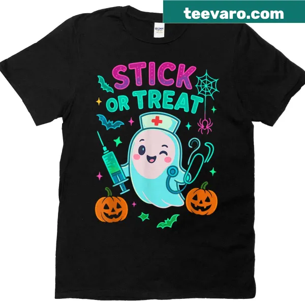 Cartoon ghost nurse Halloween T-shirt