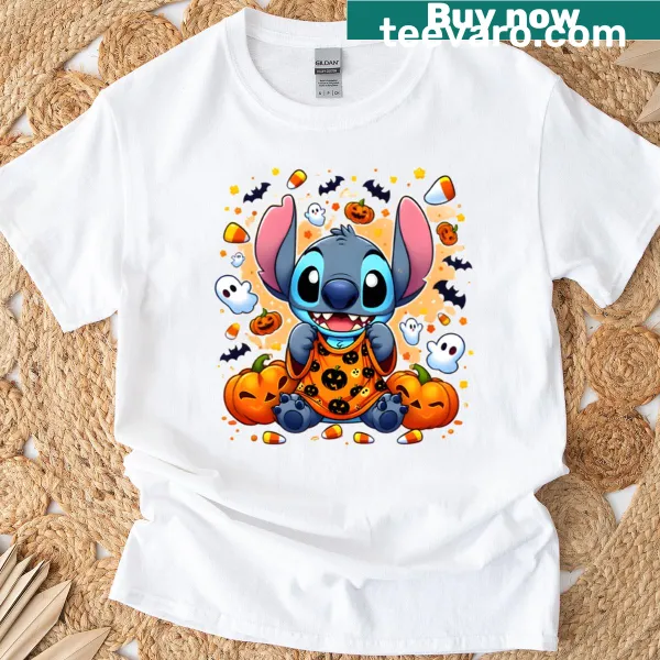 Lilo and Stitch Halloween t-shirt with pumpkins for kids