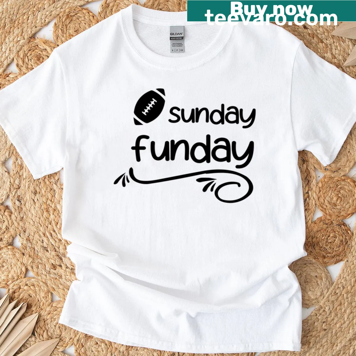 Playful Sunday Funday t-shirt with cheerful typography — on a men's t-shirt