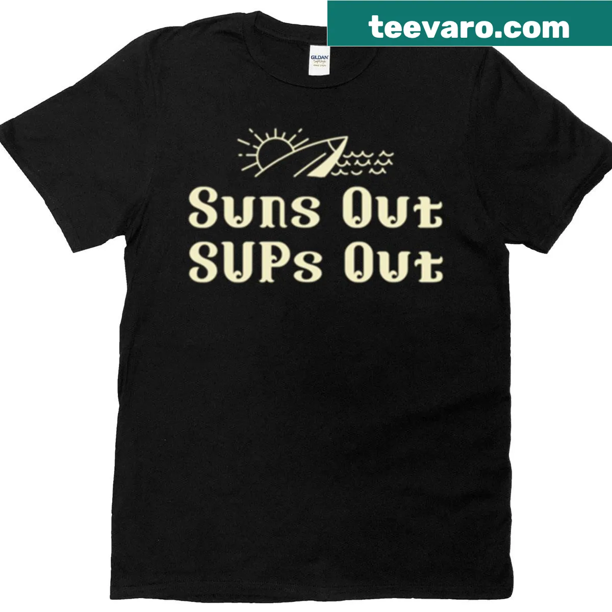 Motivational paddleboarding t-shirt for women — on a men's t-shirt