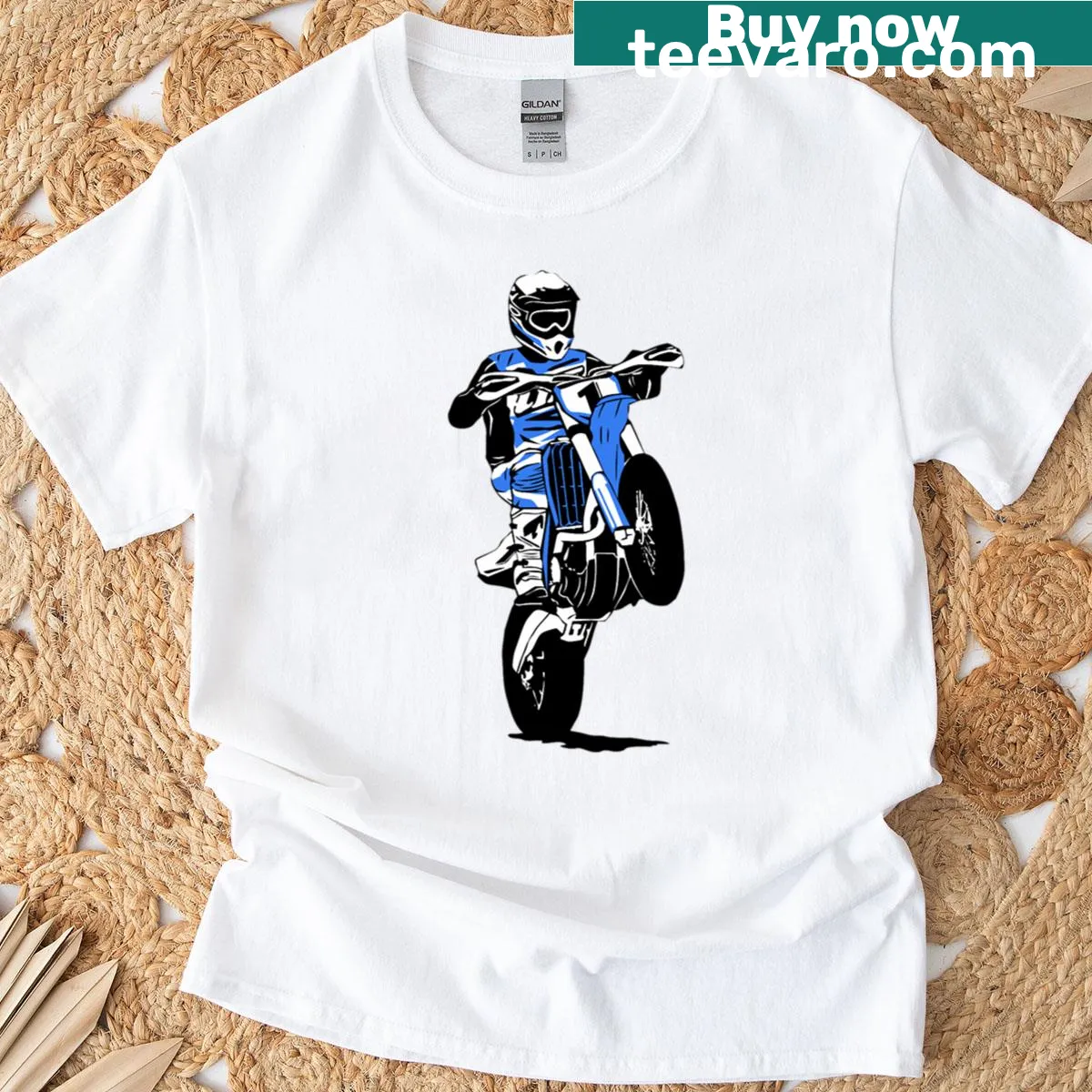 Illustration of a supermoto bike on a casual T-shirt — on a men's t-shirt