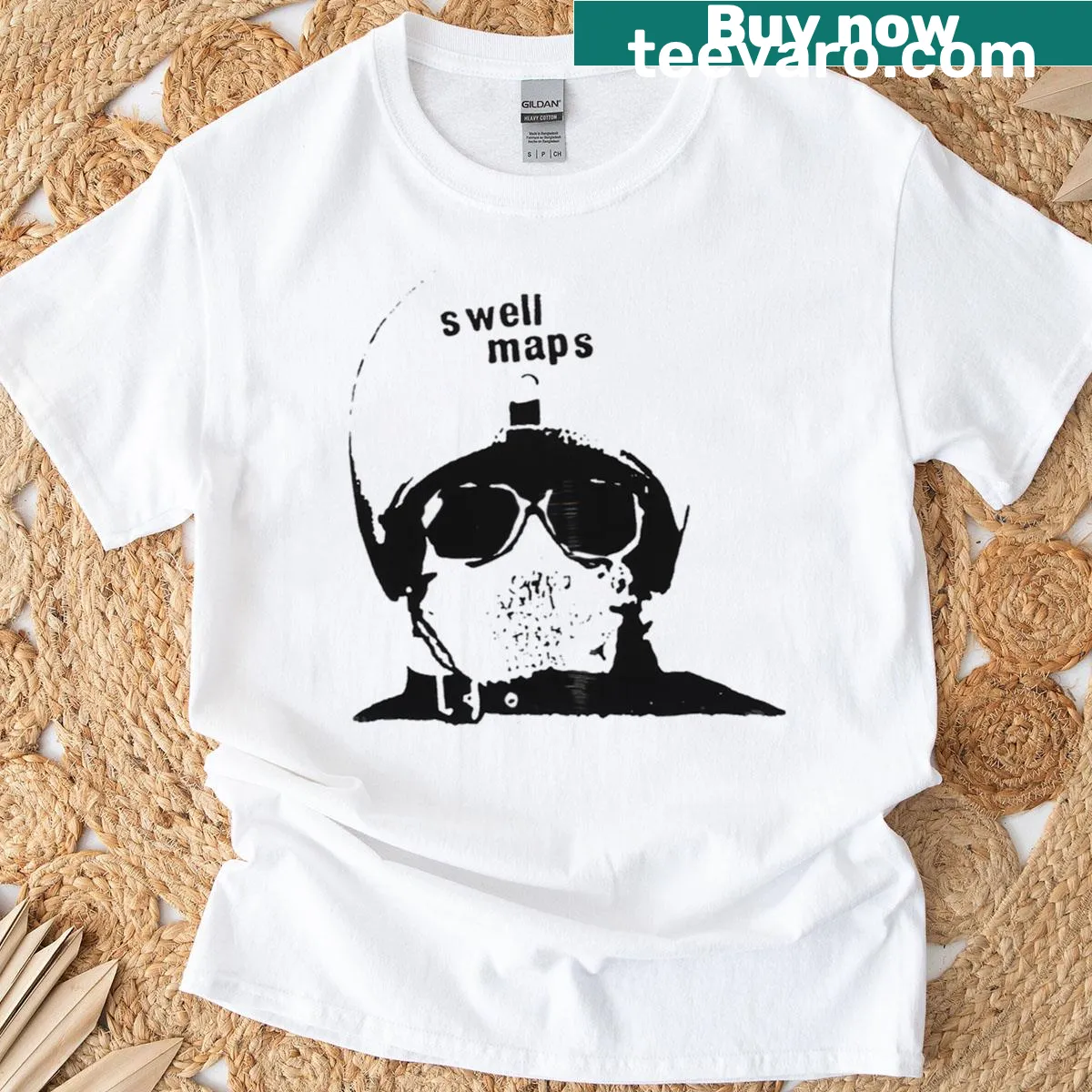 Vintage-style Swell Maps t-shirt with retro band graphic — on a men's t-shirt