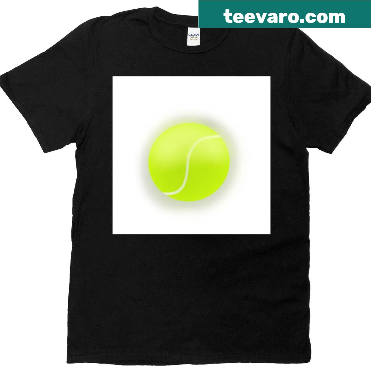 Minimalist T-shirt with a floating tennis ball graphic — on a men's t-shirt