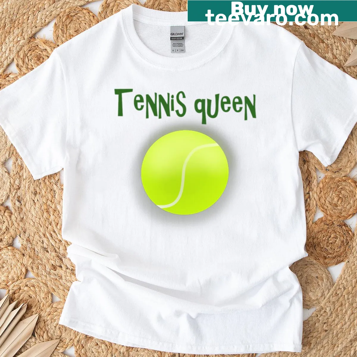 Tennis Queen T-shirt with a playful tennis ball illustration — on a men's t-shirt