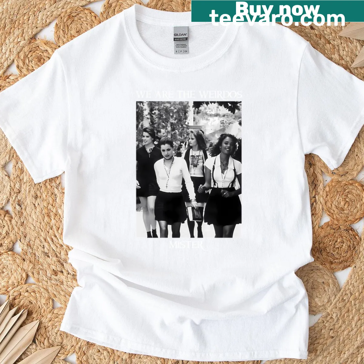Whimsical t-shirt with 'We Are The Weirdos Mister' text — on a men's t-shirt