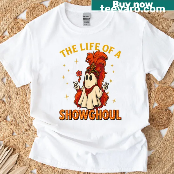 Funny Halloween ghost girl illustration on a T-shirt