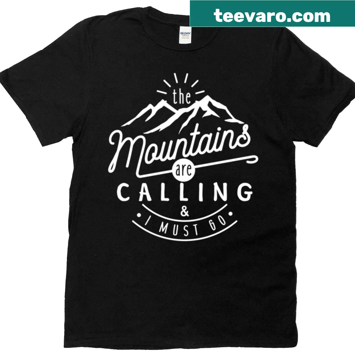 Nature-themed T-shirt with mountain phrase — on a men's t-shirt