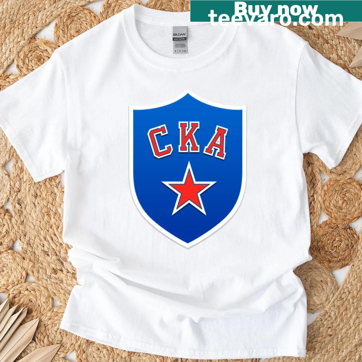 Minimalist T-shirt featuring a distinct ska logo emblem — on a men's t-shirt