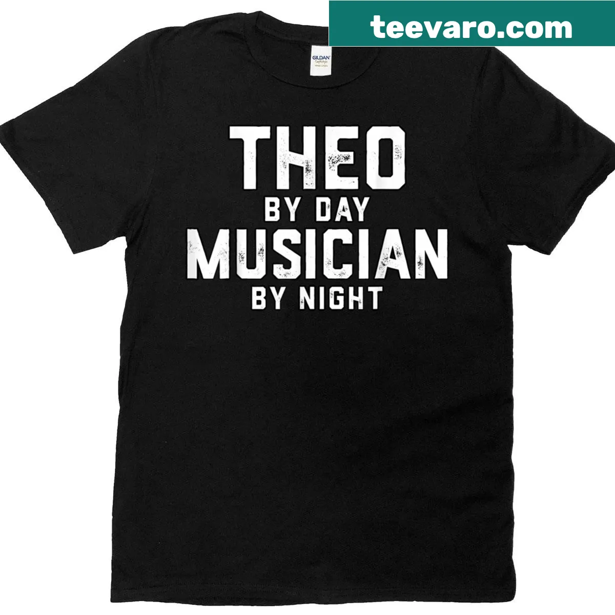 Theo musician meme T-shirt with retro Halloween theme. — on a men's t-shirt