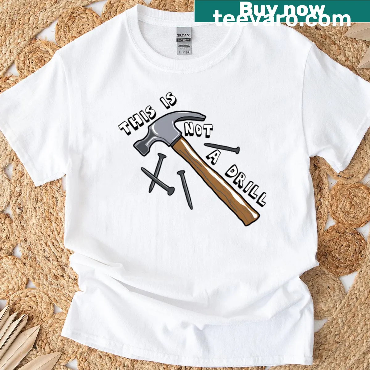 Graphic tee featuring the phrase 'This Is Not A Drill' in bold letters — on a men's t-shirt