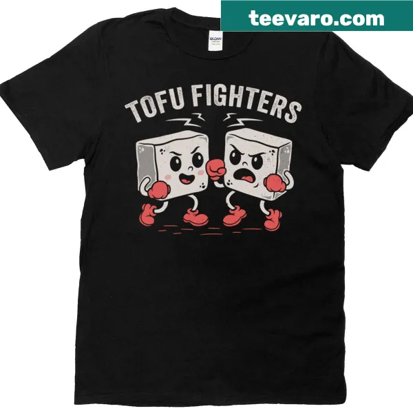 Tofu Fighters humorous vegan pun t-shirt design