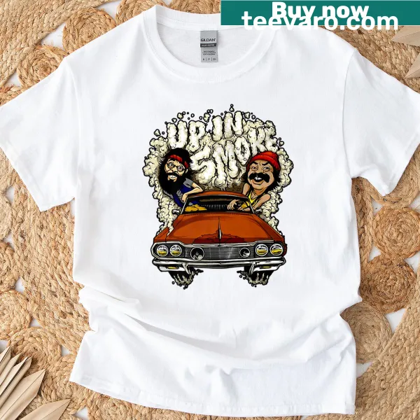 Playful Up In Smoke T-shirt with whimsical typography