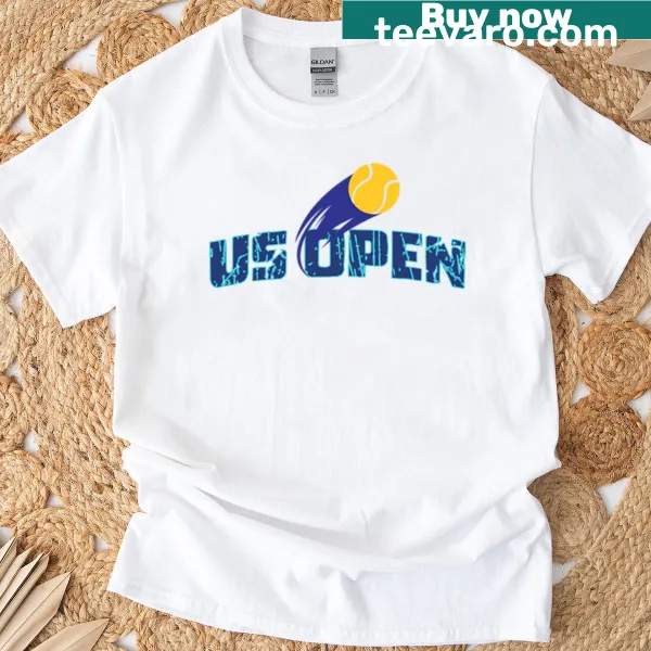Us Open text logo graphic on T-shirt