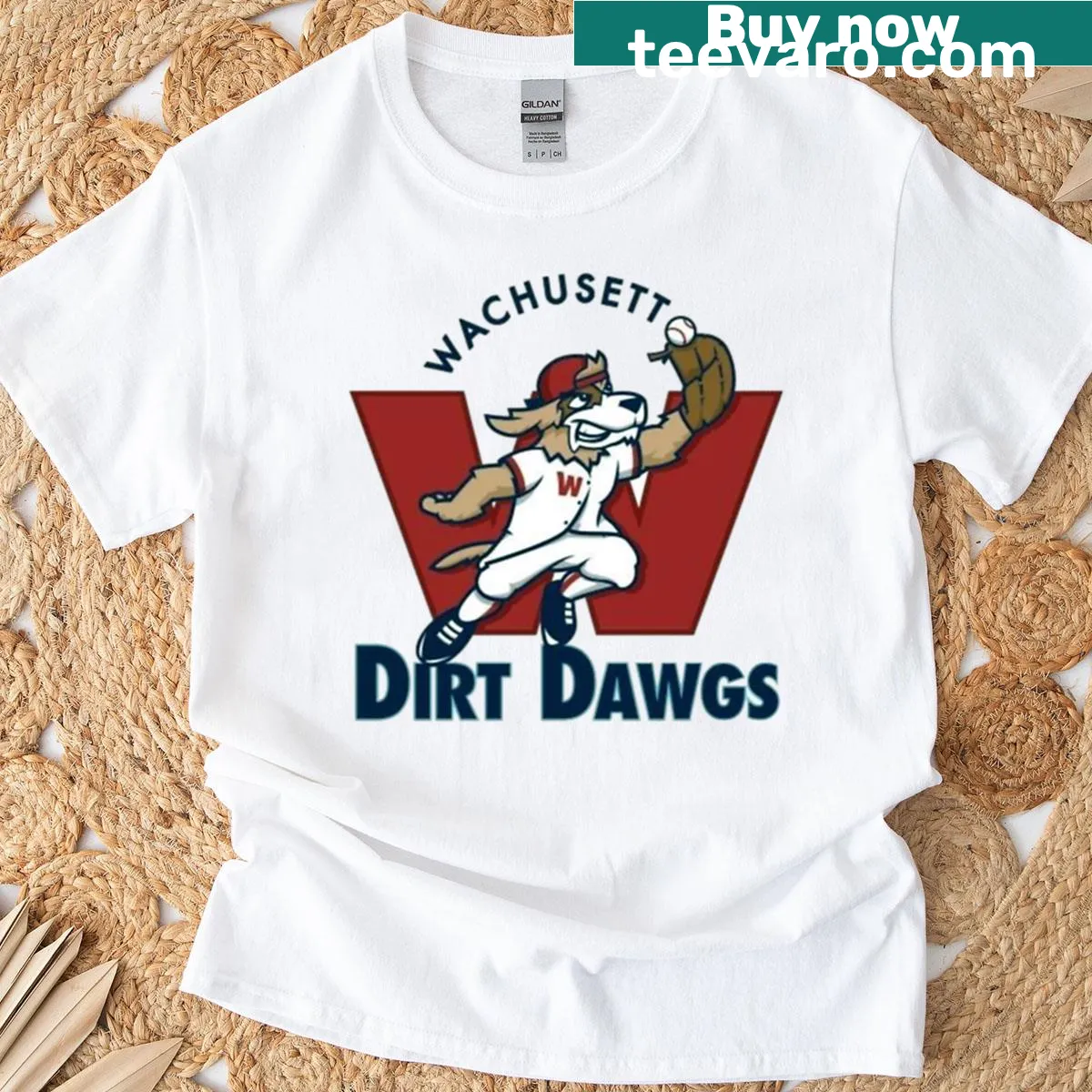 Vintage-style Wachusett Dirt Dawgs graphic on a T-shirt — on a men's t-shirt