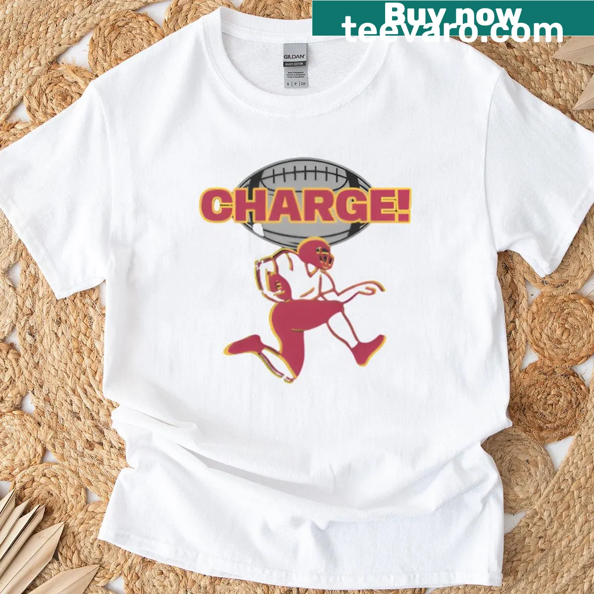 Washington Football t-shirt featuring the team's logo — on a men's t-shirt