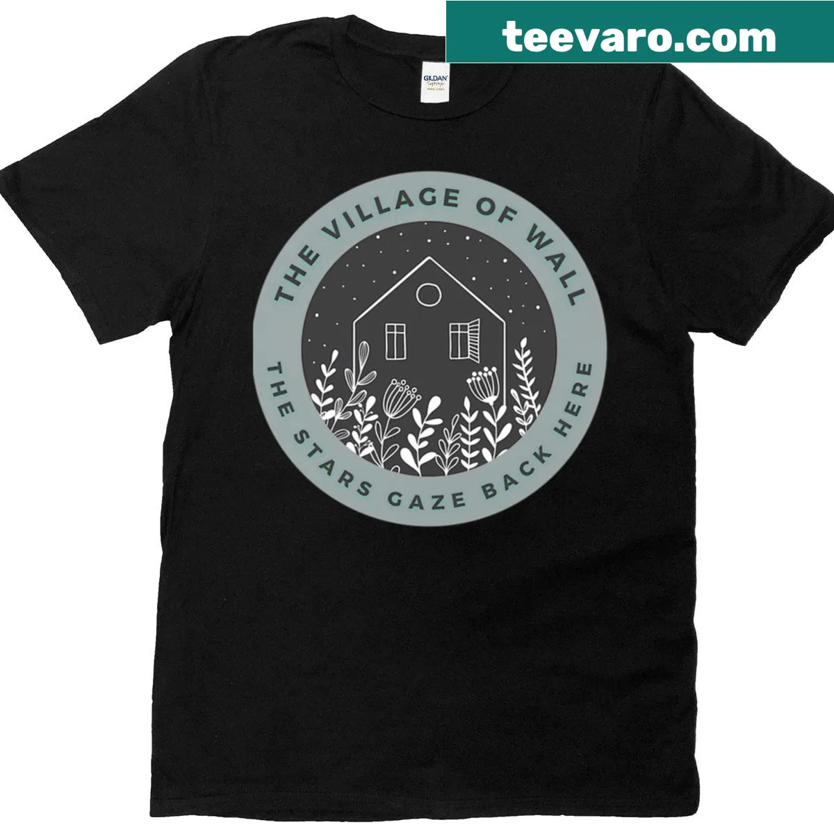 Text design saying 'Welcome To Wall' on a t-shirt — on a men's t-shirt