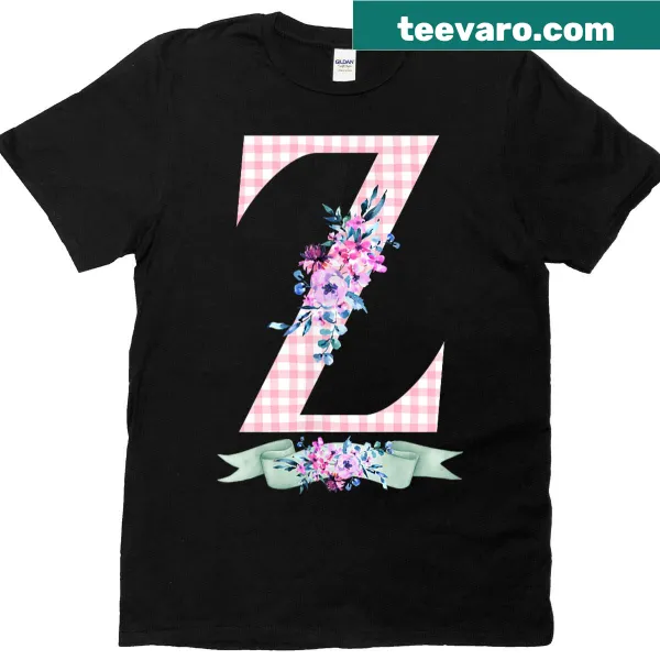 Illustration of letter Z with floral ribbon on a women's T-shirt