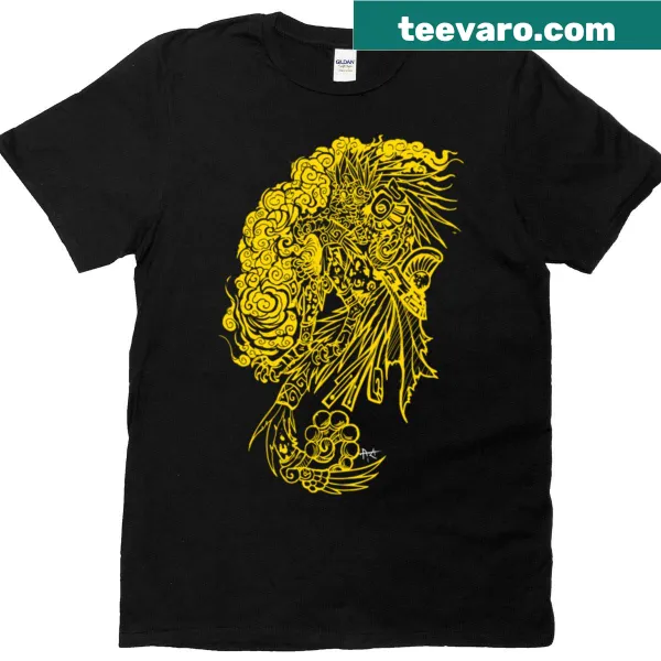 Illustrative T-shirt featuring Tezcatlipoca, the Aztec deity