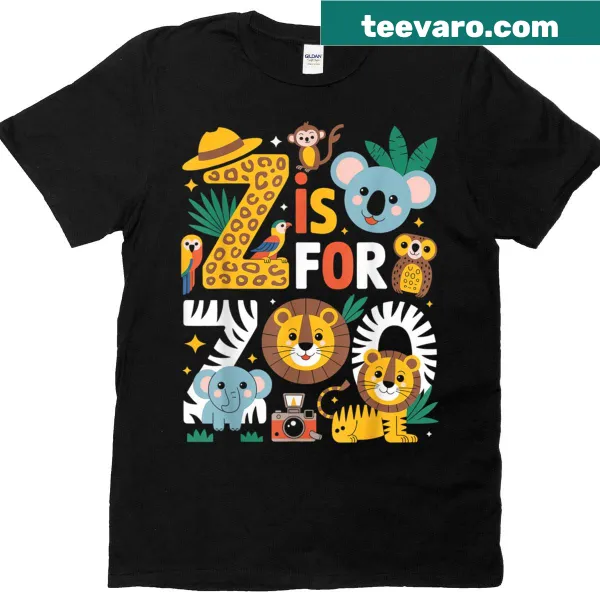 Zoo-themed t-shirt with playful animal illustrations
