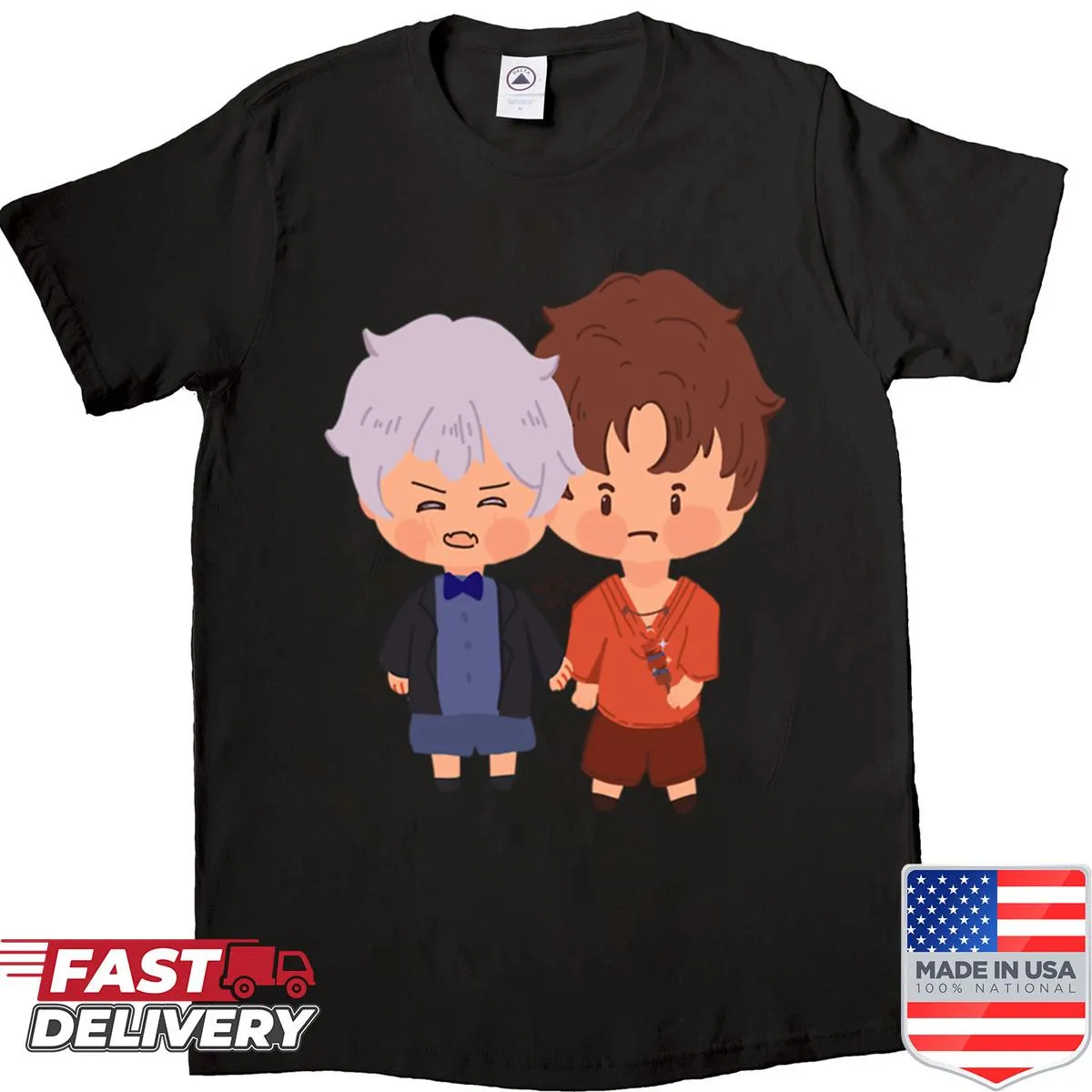 Cute shirt with two cartoon characters representing best friends