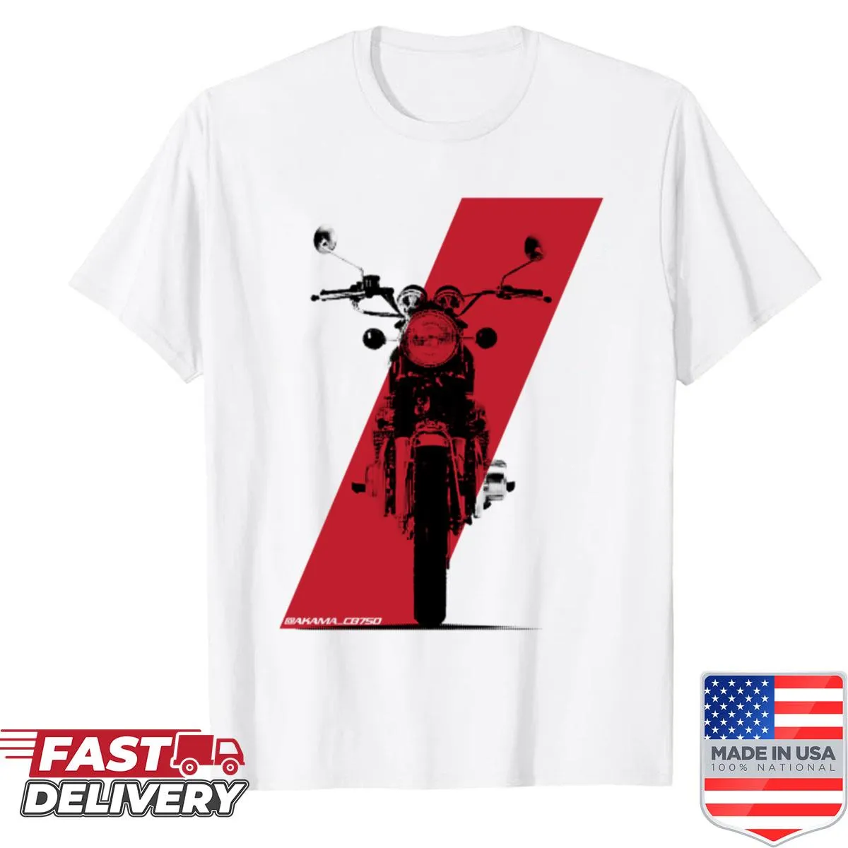 Abstract halftone design shirt featuring the number '750' in red.