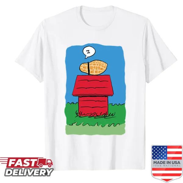Doghouse graphic with peanuts on a playful dog lover t-shirt