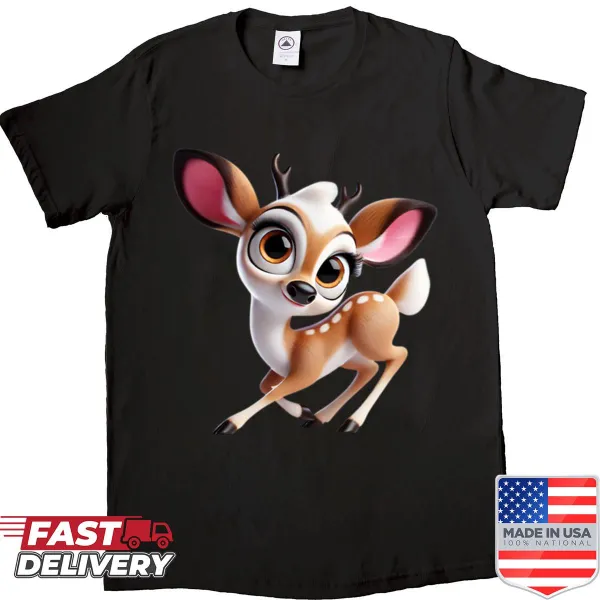 Cute t-shirt featuring an illustration of an adorable white-tail deer