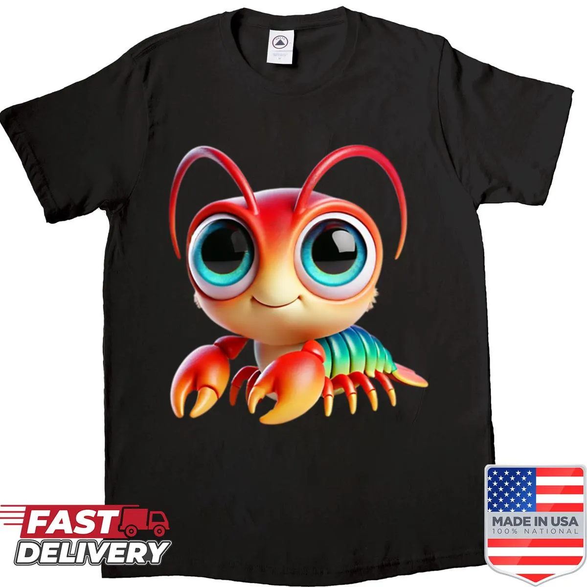 Cute t-shirt with an illustration of a friendly yabby