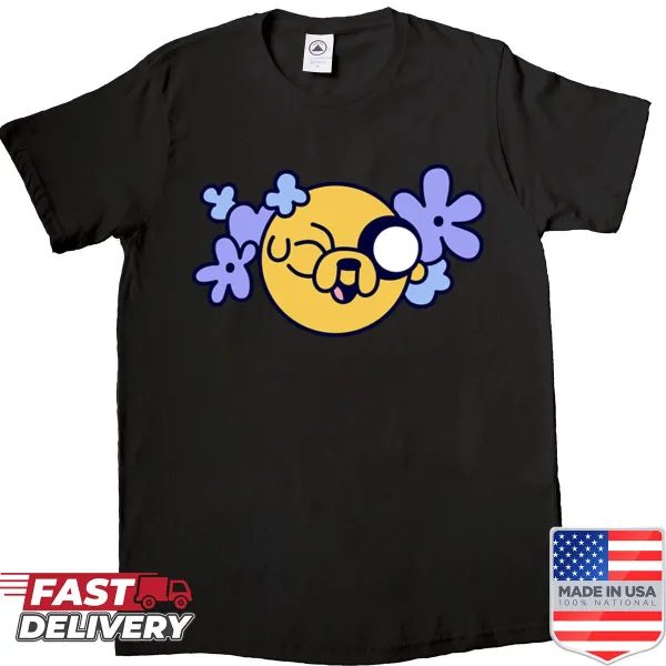 Adventure Time shirt featuring Jake in a whimsical flower tattoo design