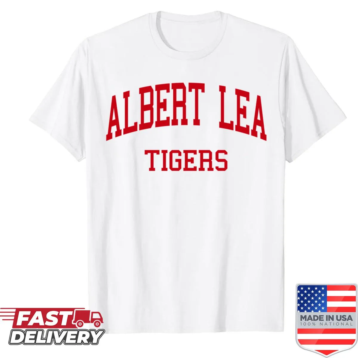 Retro-style t-shirt featuring Albert Lea High School insignia