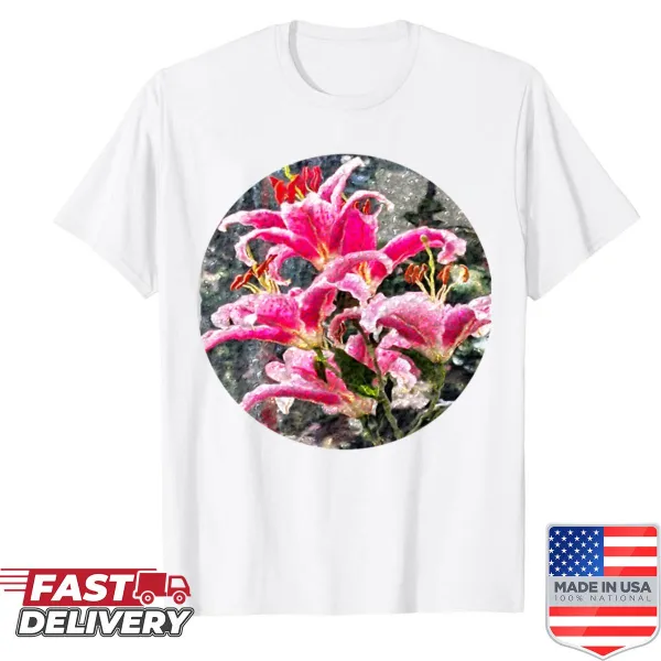 Abstract shirt featuring floral design with a cracked glass effect