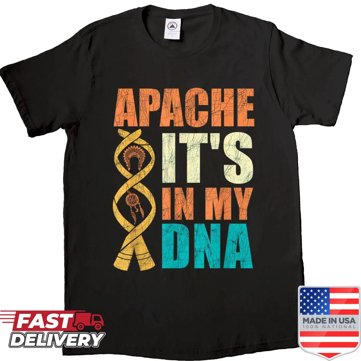 Pride shirt featuring Apache Native American symbols and motifs