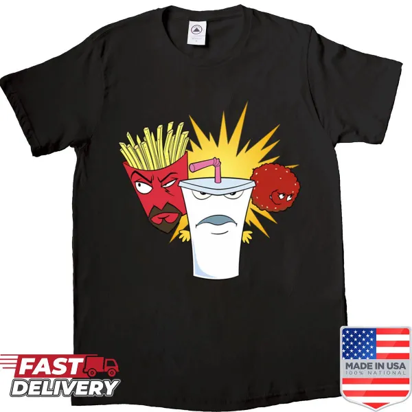 Aqua Teen Hunger Force shirt with iconic character typography