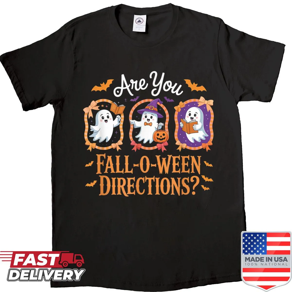 Funny Halloween teacher shirt with text 'Are You Fall-o-ween Directions?'