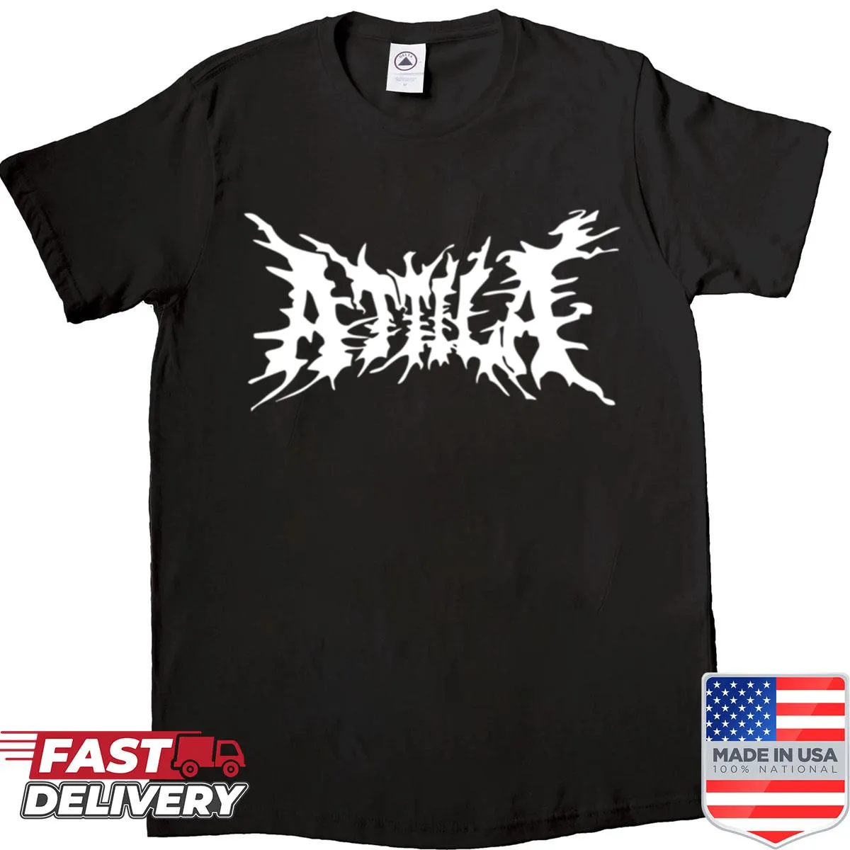 Bold Attila band shirt with powerful graphics representing the band's themes