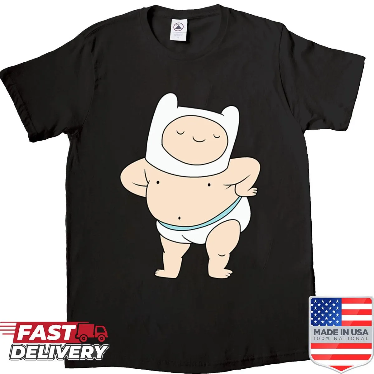 Baby Finn from Adventure Time illustrated t-shirt