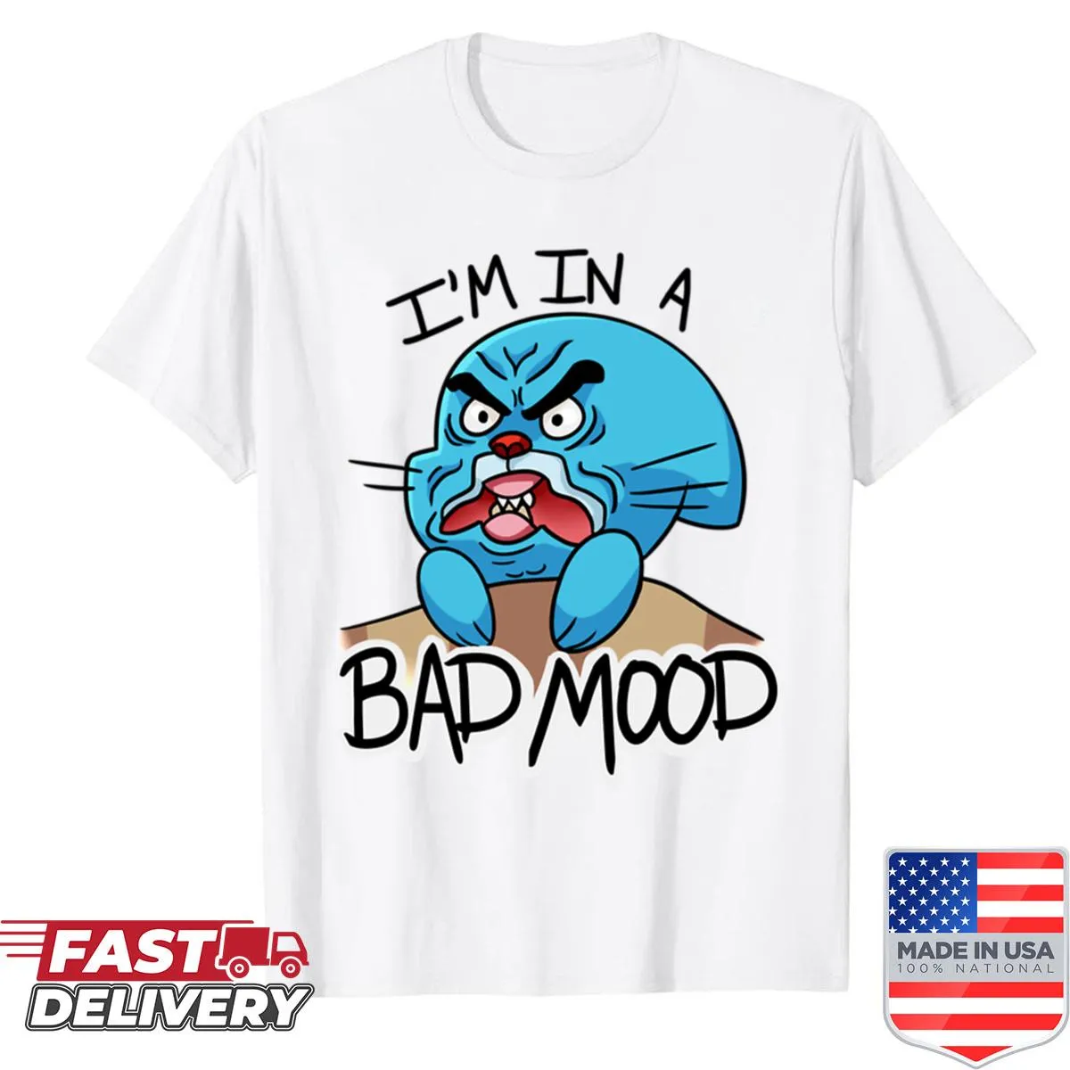 Grumpy gumball character design for Bad Mood T-shirt